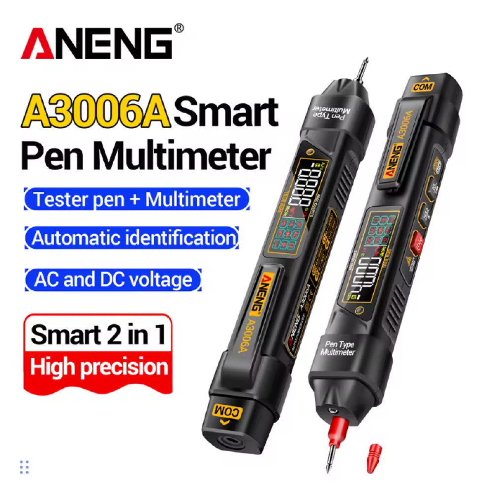 ANENG Digital Multimeter Tespen 2in1 Tester AC Voltage NCV 4000 Count - A3006A