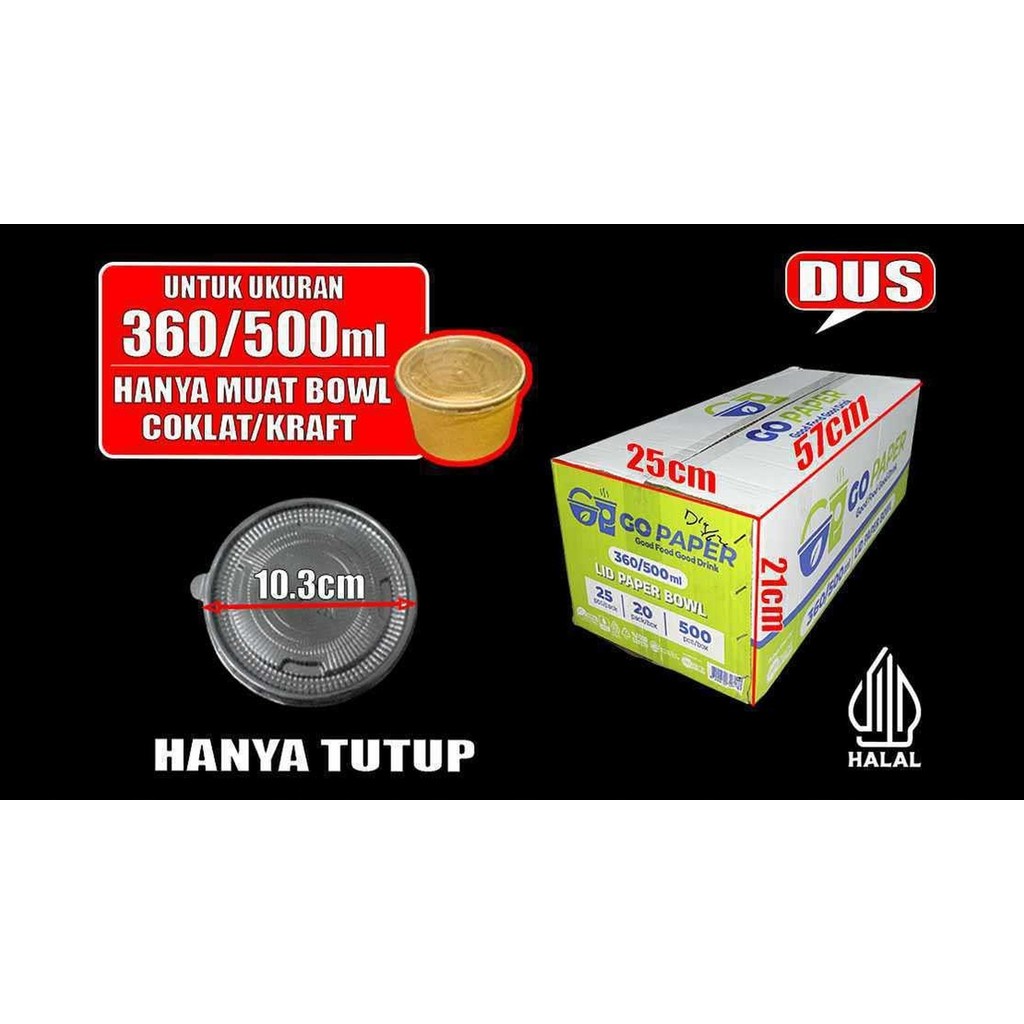 GO Paper Tutup Paper Bowl Kraft 360/500ml