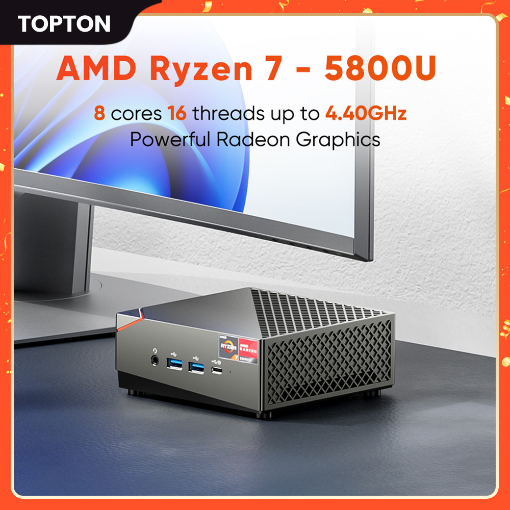 TOPTON D3 AMD Ryzen 7 5800U R5 4500U Gaming Mini PC Windows 11 NVMe