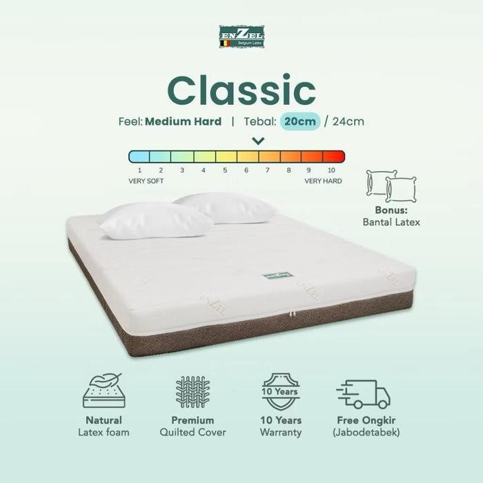PREMIUM ENZEL - Kasur Full Latex / Medium Hard Classic 20 cm Uk 160x200