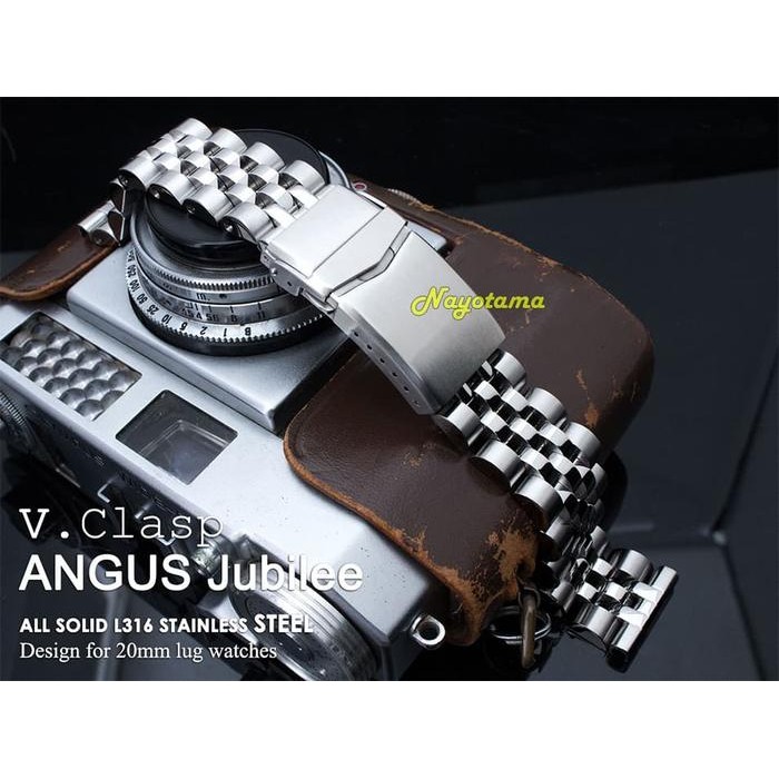 20mm Rantai MILTAT Angus Jubilee Straight End Solid Stainless Steel