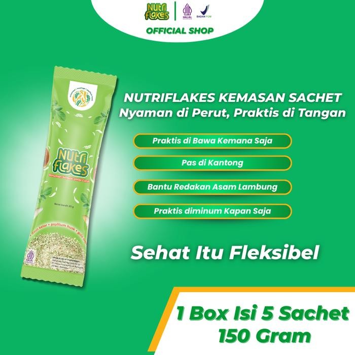 Tersedia Nutriflakes Sereal Umbi Garut Sachet - Redakan Asam Lambung & GERD Praktis