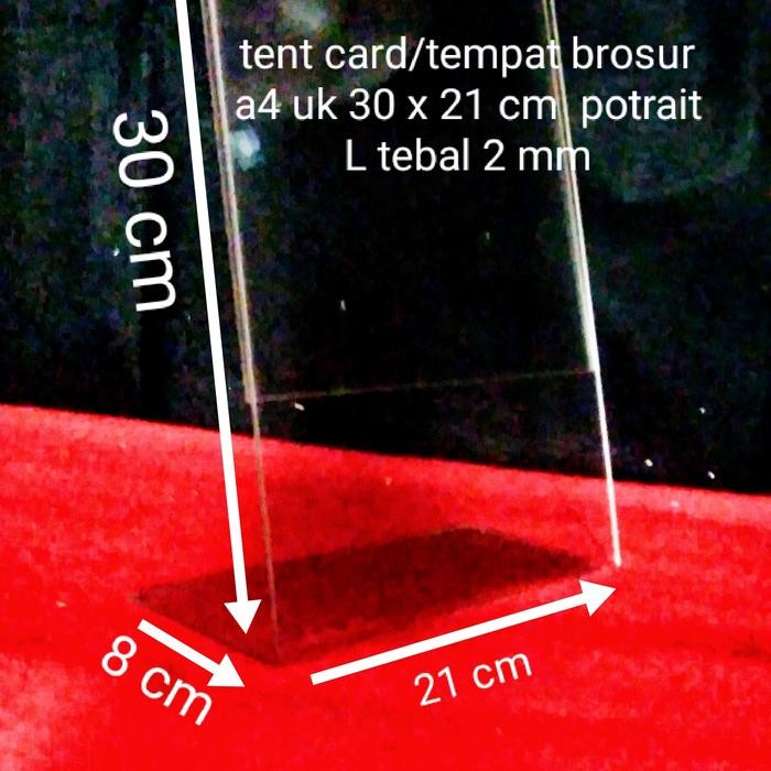 

Akrilik Tent Card /Tempat Brosur Uk 21 X 30 Cm Model L Potrait Tebal 2 Mm