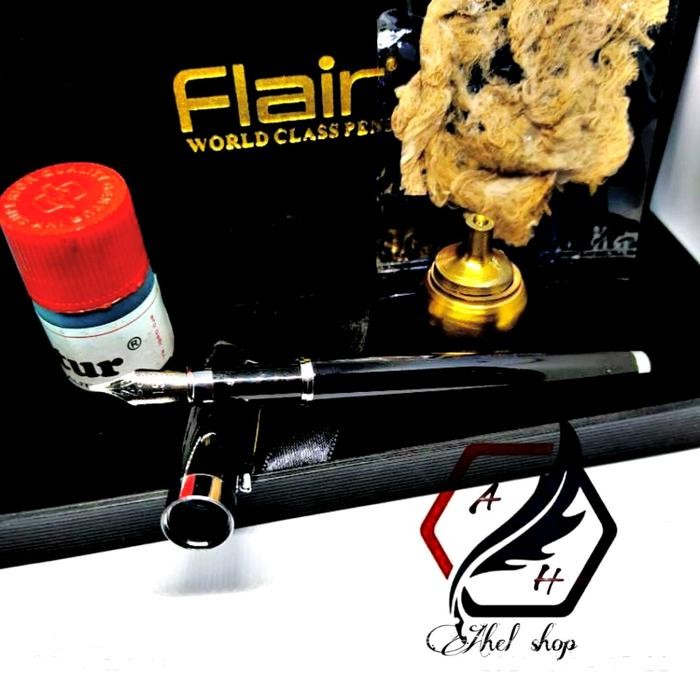 

KALAM PENA LUGOH KITAB KUNING ASAHAN FOUNTAIN PEN NIB 0,3 MM HITAM SILVER TINTA CELUP METAL