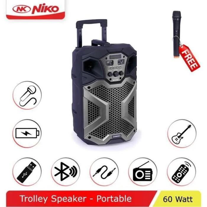 TERBARU NIKO SPEAKER TROLLEY ECHO8 SPEAKER BLUETOOTH PORTABLE 8 INCH TERMURAH