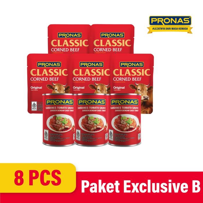 

PRONAS Paket Bundling Sarden Tomat 155 gr (3pcs) & Kornet Sapi Original Sachet (5pcs)