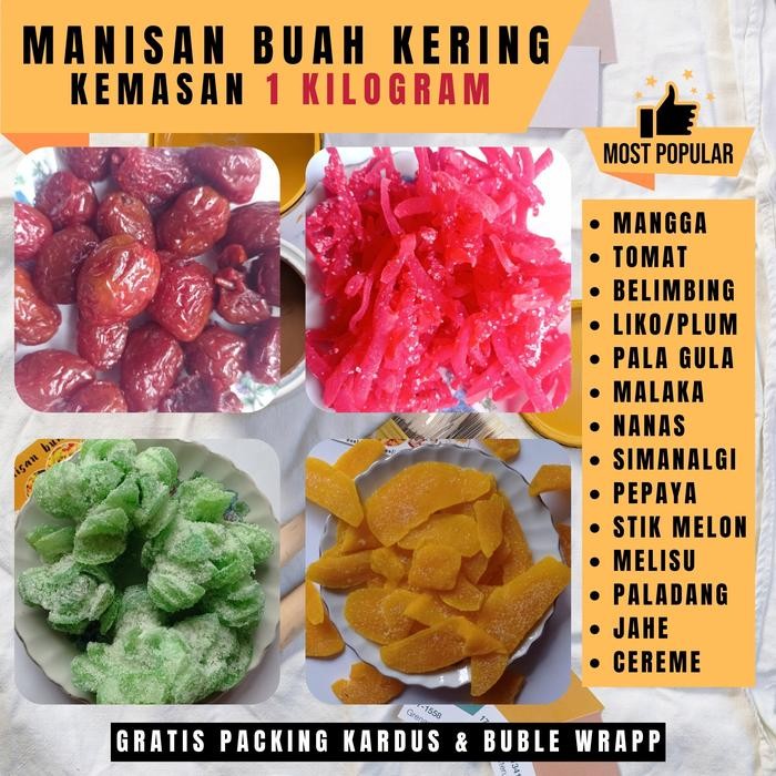 

MANISAN BUAH KERING 1 KG CAMILAN BUAH MANISAN CIANJUR MANISAN BOGOR
