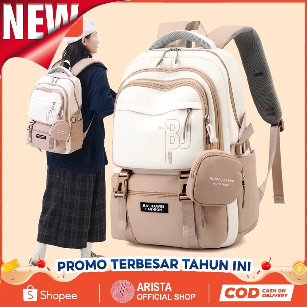 Backpack Skolah Ransel Back Wanita Perguruan Tinggi Kasual Luar Cantik Tas Tas Gendong Cewe Korea Ts