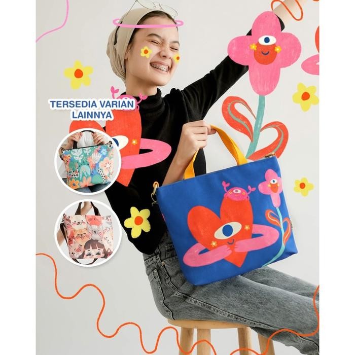 Sovlo Kylie Sling Bag - Tas Selempang Wanita Multifungsi / Tote Totebag Canvas- Tas Kanvas Perempuan