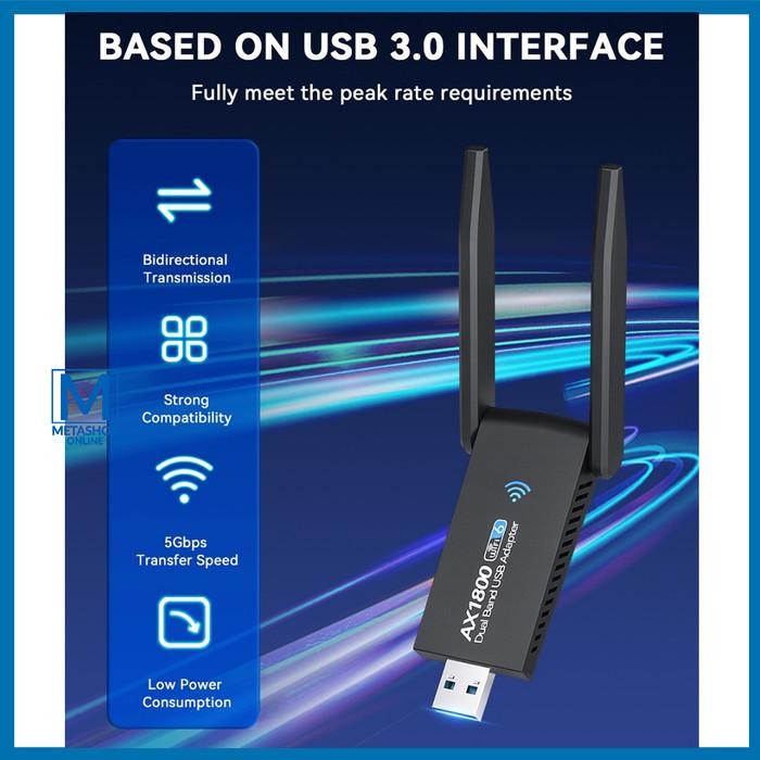 USB 1800 MBPS WIFI 6 DUAL BAND 2.4GHZ 5GHZ WIRELESS DONGLE ADAPTER