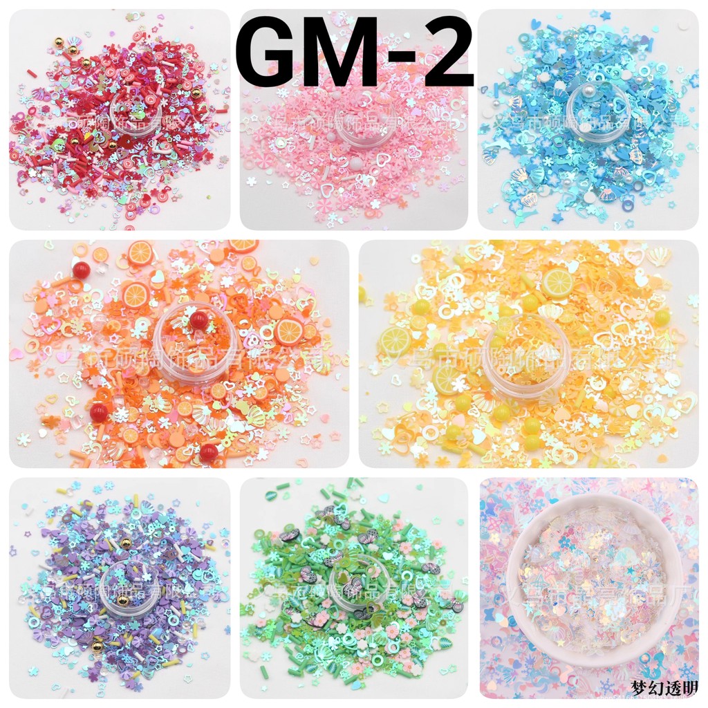 GM-2 Glitter 10gr mix kerang snowflake hati bintang meses jeruk lumba-lumba lollipop jeruk merah hij