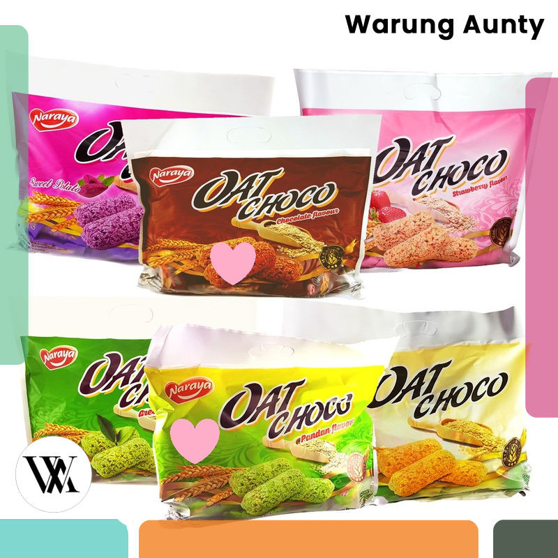 

NARAYA OAT 400gr 40 x 10gr CHOCO COKLAT VANILA STRAWBERRY PANDAN SWEET POTATO GREEN TEA CHOCOLATE VANILLA CEMILAN ANAK GROSIR MURAH GANDUM SEREAL SNACK SEHAT CEREAL MAKANAN RINGAN SARAPAN Warung Aunty Murah Bandung