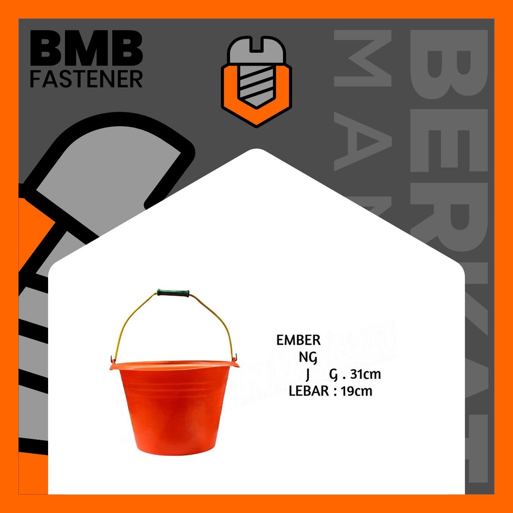 Ember Cor Kecil & Besar Orange Anti Pecah Semen / Ember Tukang / Ember Serbaguna