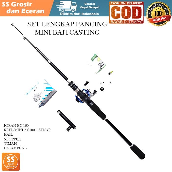 1 Set Alat Pancing Mini Trolling Baitcasting 8-16 Lbs