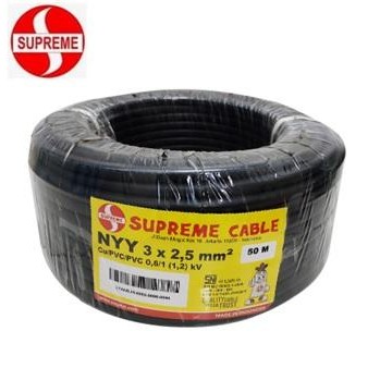 SUPREME KABEL LISTRIK NYY HITAM 3X2.5 TUNGGAL KAWAT 3 X 2,5 50 METER