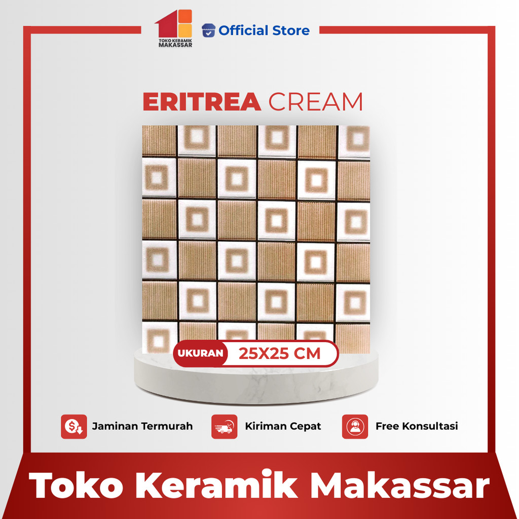 Keramik Lantai Ukuran 25x25 Eritrea L Cream Matte Keramik Garasi / Kamar Mandi