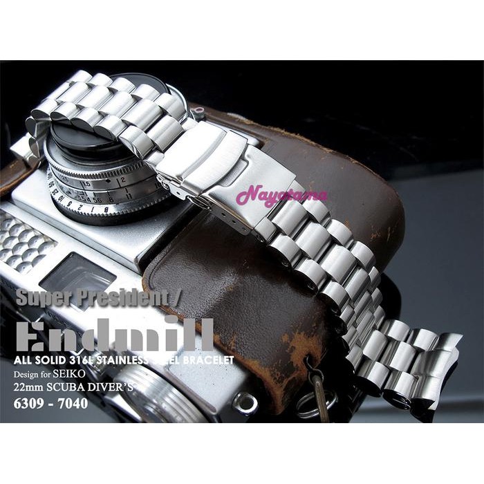 22mm Rantai MILTAT Endmill Super President for Seiko Diver 6309-7040