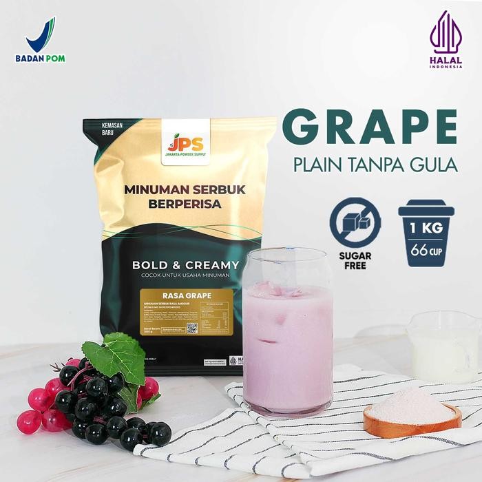 

Tersedia Bubuk Minuman Grape Plain 1Kg - JPS Tanpa Gula Rasa Anggur