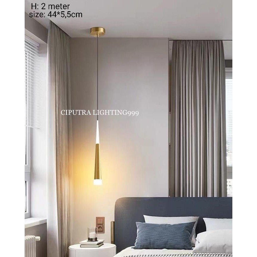 CIPUTRA LIGHTING999 Lampu Gantung Hias LED Minimalis Kamar Tidur Mini Bar 1 Lampu Elegan Besi Gold