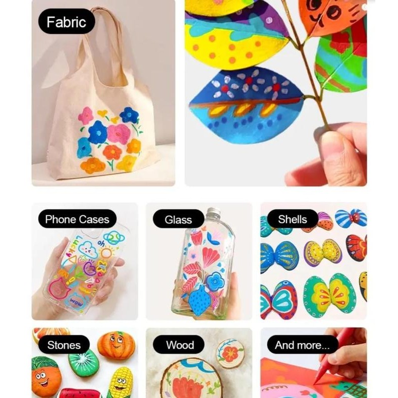 

Mideer Acrylic Marker Ultra Soft Nib Paint Marker Warna Permanen Diy Pen Kelir Akrilik Stationery