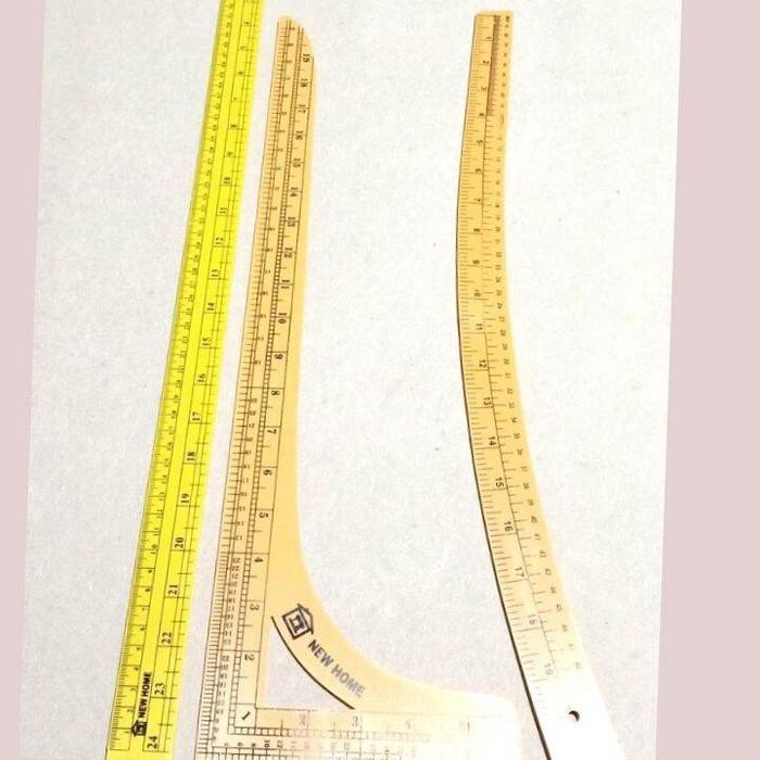 

penggaris pola jahit kumplit isi 3 penggaris / alat jahit