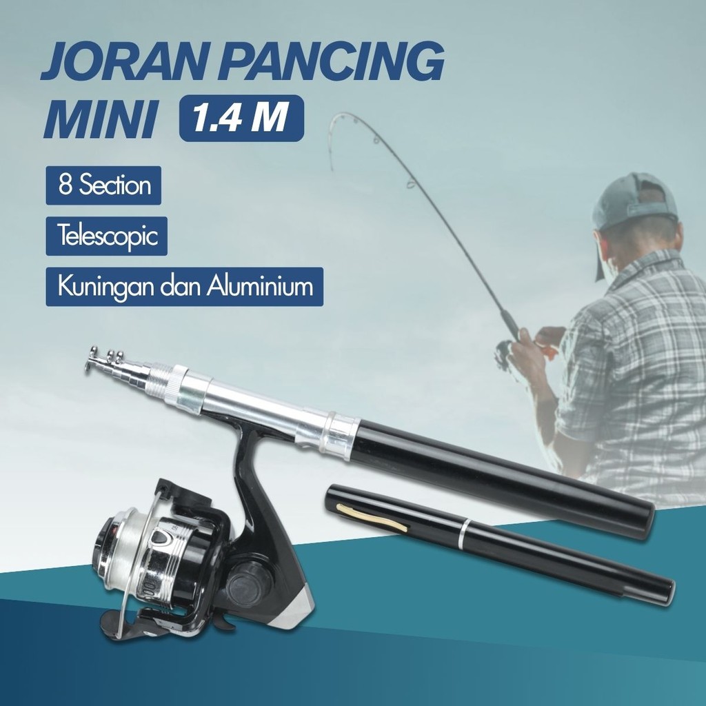 Joran Pancing Mini Pena Telescopic Portable dengan Reel