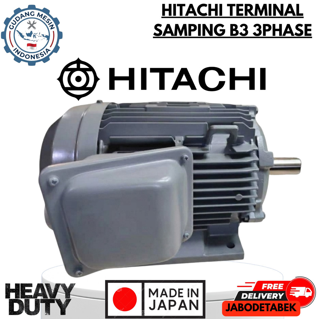 DINAMO HITACHI TFO-K 2.2KW 3HP 2POLE 3PHASE B3 3000RPM / DINAMO LISTRIK 3 PHASE / MOTOR INDUKSI HITA