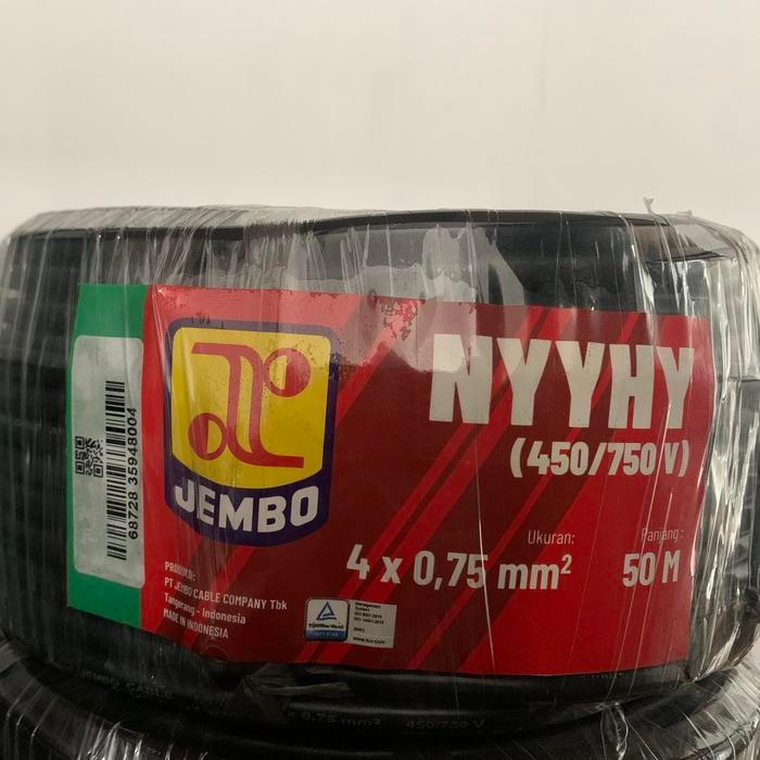 KABEL NYYHY 4 X 0.75 MM JEMBO CABLE (HITAM) ; 1 ROLL = 50 METER