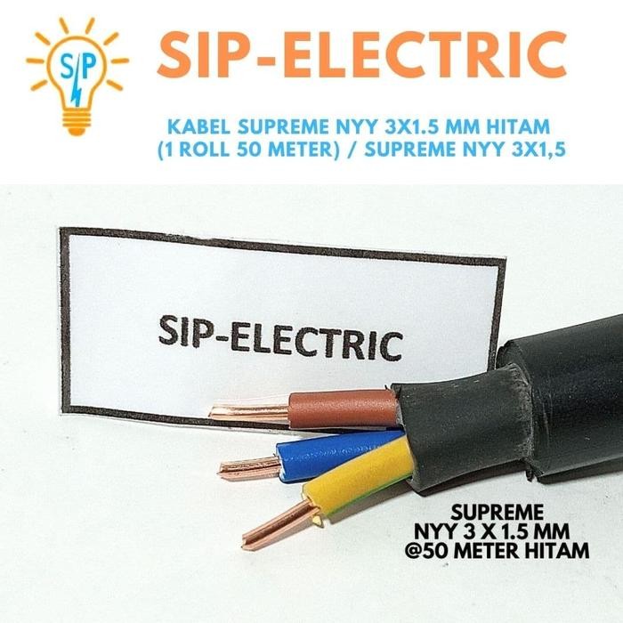 KABEL SUPREME NYY 3X1.5 MM HITAM (1 ROLL 50 METER) / SUPREME NYY 3X1,5