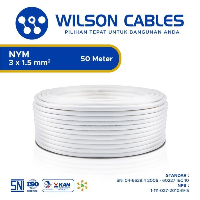 KABEL LISTRIK TEMBAGA / NYM 3 X 1.5 MM - ROLL 50 METER WILSON CABLE