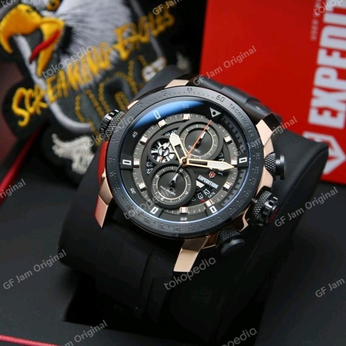 Expedition E6771 E 6771 MC BLACK ROSEGOLD LEATHER STRAP AIRBORNE