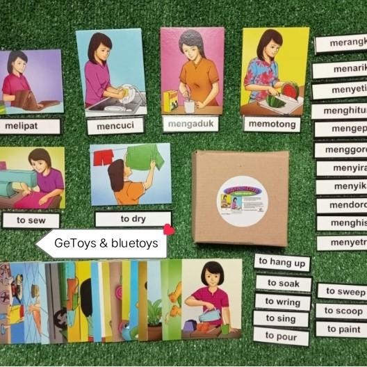 (Good) YukSayangAnak- Kartu Kata Kerja Ibu Terapi Wicara IQ Development Flash Cards