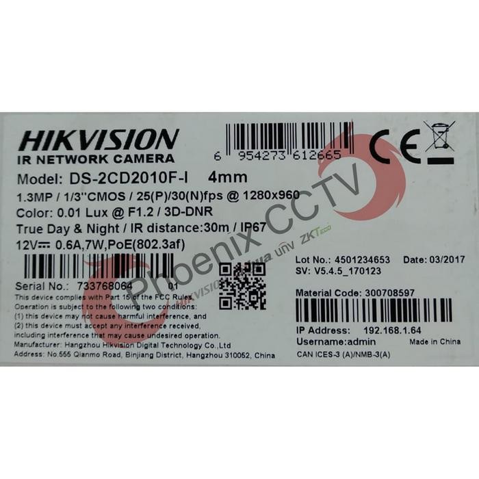 Hikvision Ds-2Cd2010F-I Ip Camera / Camera Cctv Bullet H.264