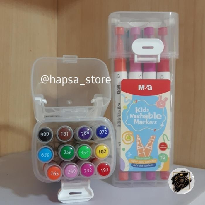 

M&G Kids Washable Marker Pen Apmt3411- 12 Colours- Spidol Bisa Dihapus