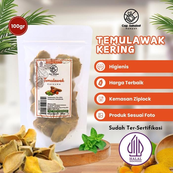 

100gr Temulawak Kering / Dried Java Turmeric / Rempah / JSR 100%