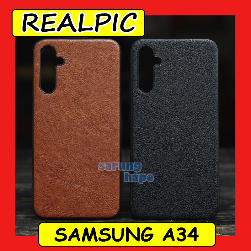 Samsung A34 - Leather Texture Hybrid Soft Case Casing Cover