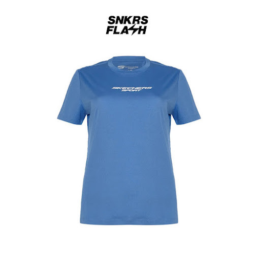 SKECHERS Women Running T Shirt Blue Kaos Lengan Pendek Wanita - X5P2WT4BL