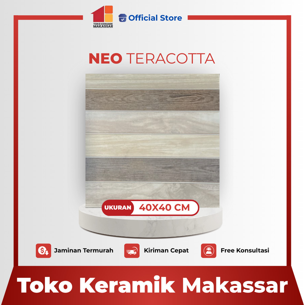 Keramik Lantai Ukuran 40x40 Neo Teracotta Grey Matt Motif Kayu