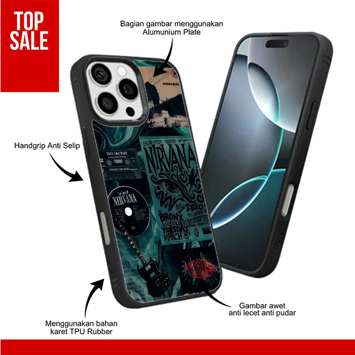 Case Casing iPhone 17 Air 16 15 14 13 12 11 XR XS Mini Plus Pro Max TPU Rubber Nirvana RK423