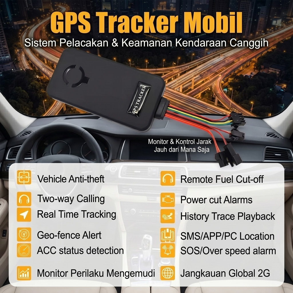 Veclumin Alat Pelacak Mobil Motor GPS Tracker Alarm Intercom 2G 12-90V Anti Maling Lacak Kendaraan R