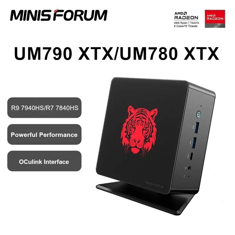 MINISFORUM PC Mini Gaming UM790 Pro, komputer Mini PC AMD Ryzen 9