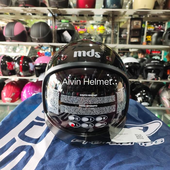 Helm Retro Mds Magnum Solid Black Gloss / Mds Magnum Polos Black