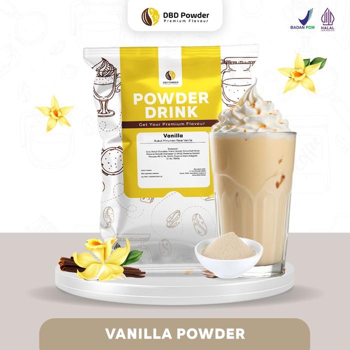 

Tersedia Bubuk Minuman Vanilla Premium 1kg - DBD Powder Instan Panas & Dingin