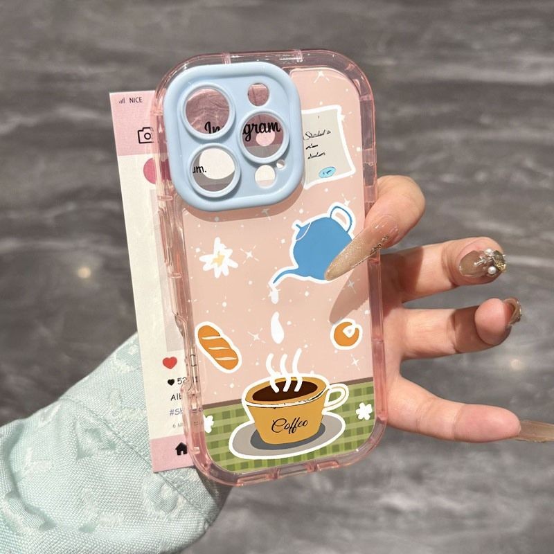 Lucu Cangkang Lunak Kopi Roti Casing Hp Realme  Note 70 Note 60 C71 C75X Note 60X C30 C51 C51S 9 Pro
