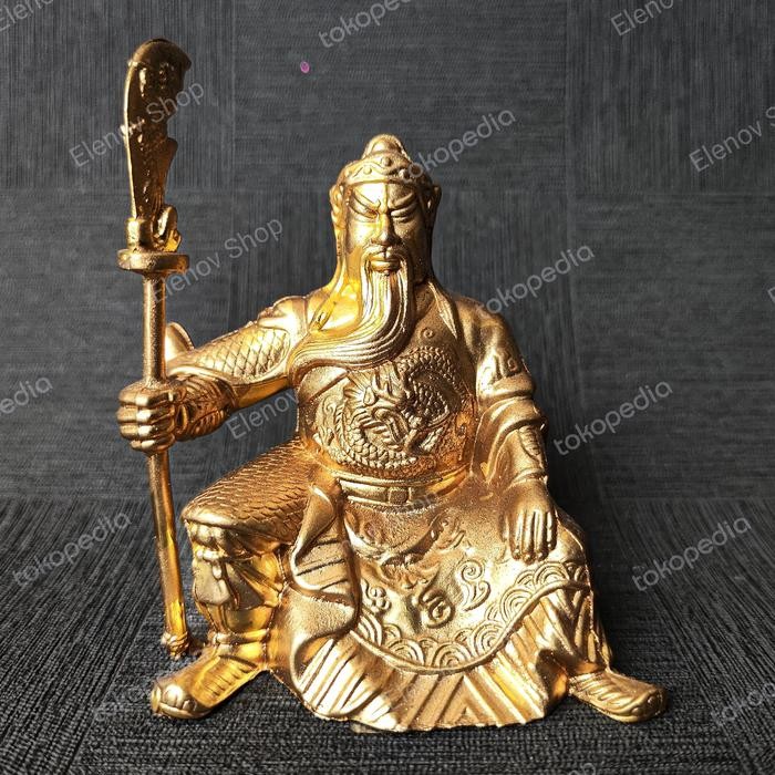 ((((()paling dicari] Patung Rupang Dewa Kwan Kong - Guan Dong Duduk Memegang Pedang Pedang