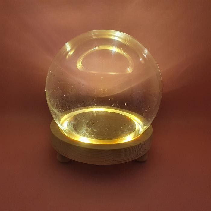 GLASS DOME LED KUBAH KACA LED WOODEN BASE KAYU DENGAN KAKI