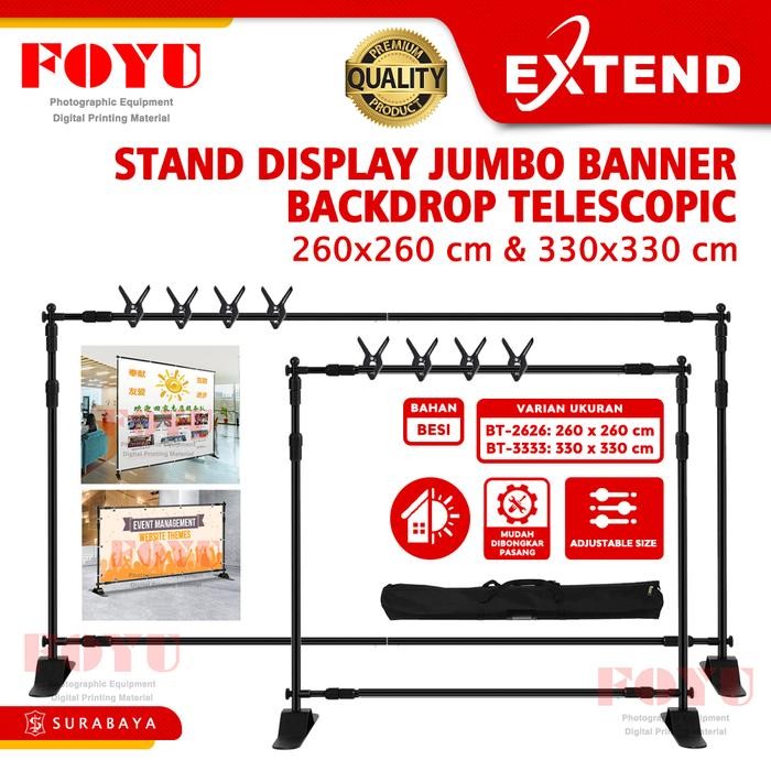 

Stand Standing Display Jumbo Banner Backdrop Background Pipa Telescopic Cross Bar Indoor Spanduk