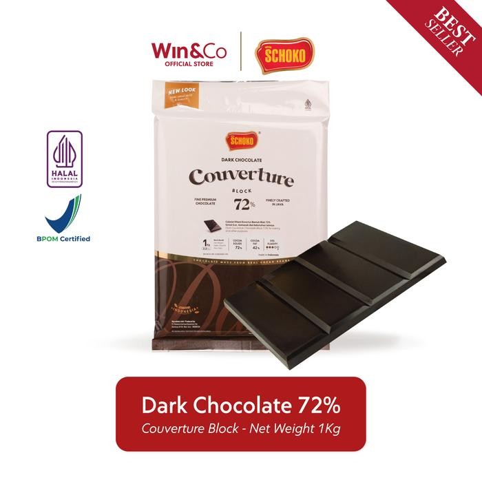 

SCHOKO Dark 72% Couverture Block - 1 Kg / Coklat Kovertur Batangan