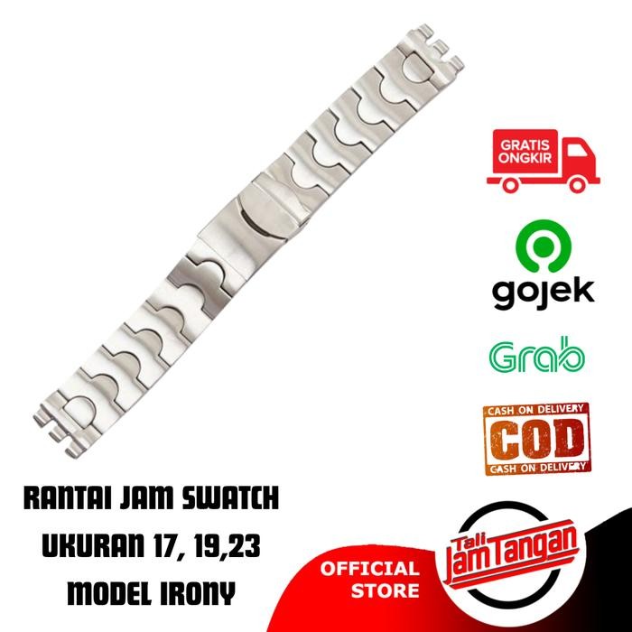 Tali Jam Tangan Rantai Untuk Swatch Irony Bracelet Solid Stainless Ukuran 17Mm 19Mm 23Mm