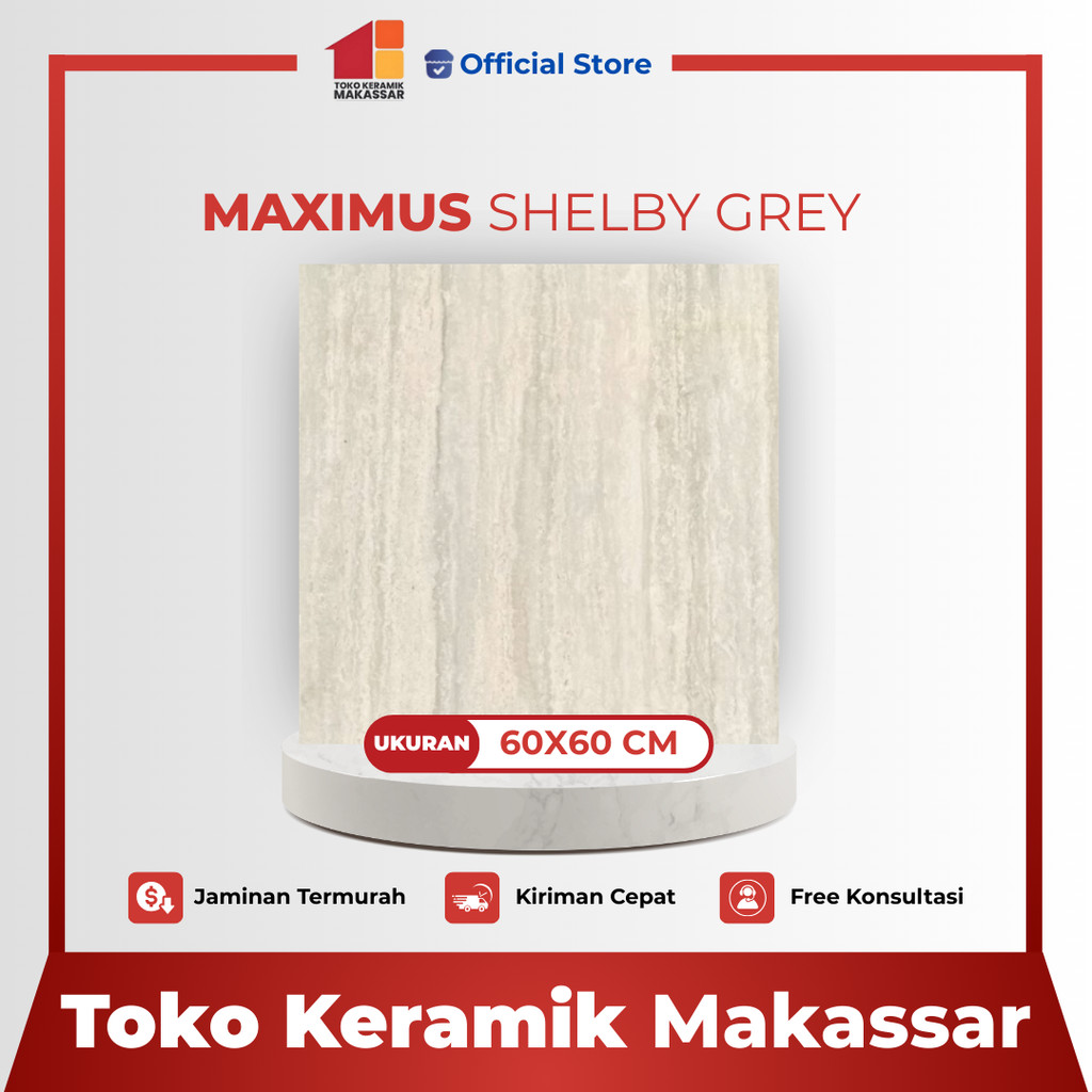 Keramik Lantai Ukuran 60x60 Shelby Grey Glossy Kilap
